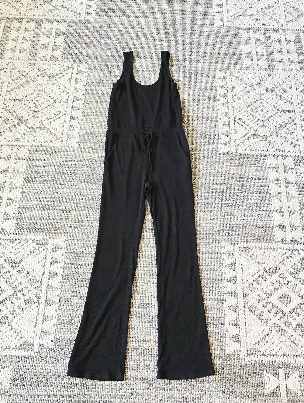 Kittenish Black Sleeveless Drawstring Waist Jumpsuit